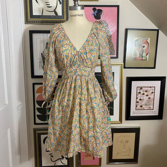 Shoshanna Women’s Multicolored 3/4 Sleeve Geometric Print Mini Dress sz XS - Picture 2 of 7